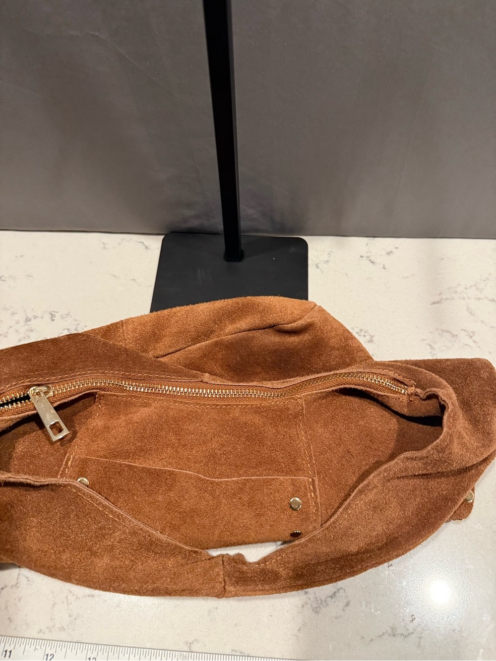Tan Suede Studded Shoulder Hobo Bag - Unbranded - Picture 16 of 16